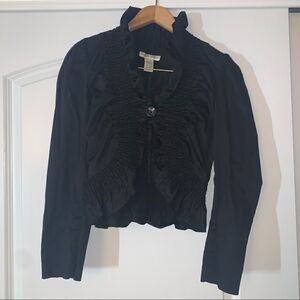 Bamboo Traders Black Ruffle Top